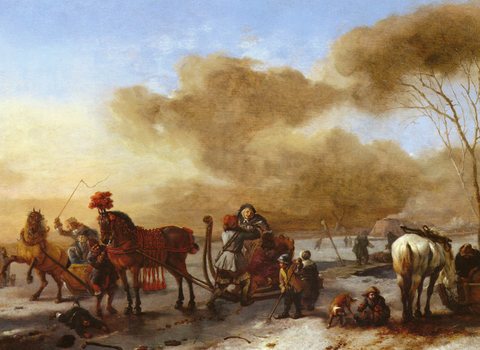 Philips A Winter Landscape With Horse-Drawn Sleds