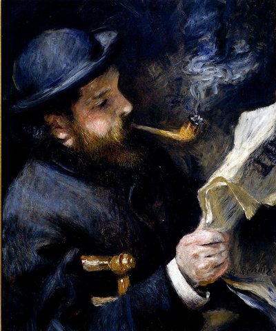 Pierre August Claude Monet Reading A Newspaper