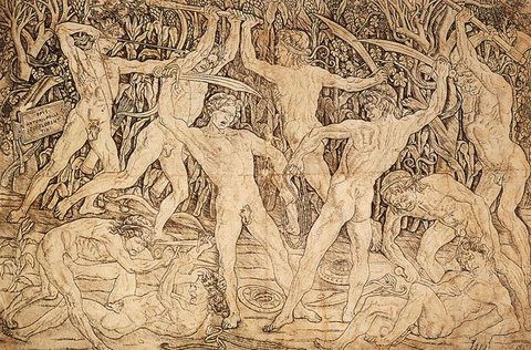 POLLAIUOLO Antonio del Battle Of Ten Nudes
