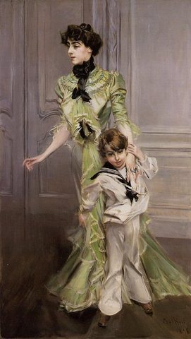 Portrait of Madame Georges Hugo (nee Pauleen Menard Dozian) and Her Son Jean