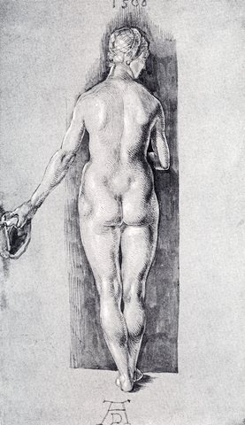 Rear View Of A Female Nude Holding A Cap