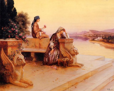 Rudolph Elegant Arab Ladies on a Terrace at Sunset