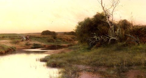Sanchez Perrier Emilio On The River s Edge At Dusk