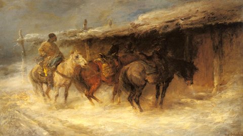 Schreyer Adolf Wallachian Horseman In The Snow