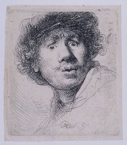 Self Portrait with a Cap openmouthed