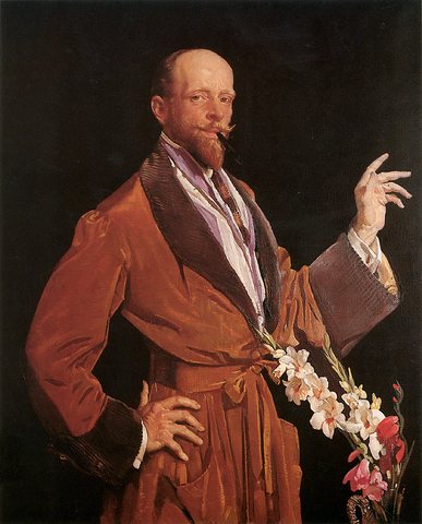 Self Portrait with Gladioli