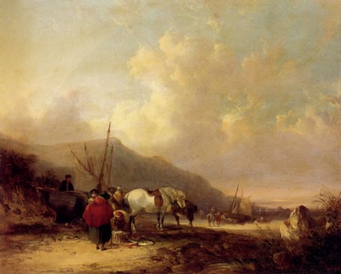 Shayer William A Busy Beach Scene