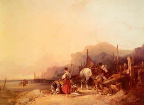 Shayer William Unloading The Catch Near Benchurch Isle Of Wight