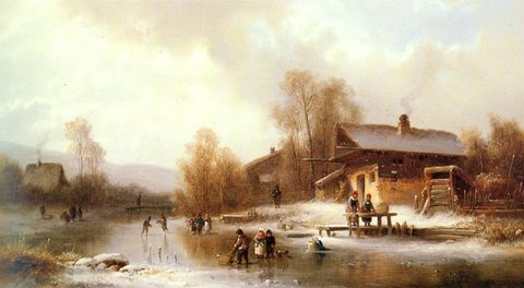 Skaters And Washerwomen In A Frozen Landscape Doll A