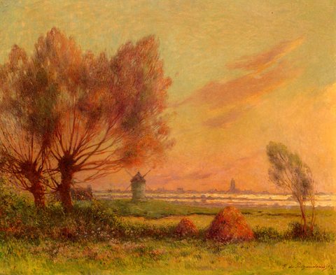 Soleil Couchant Sur Les Marais Salants