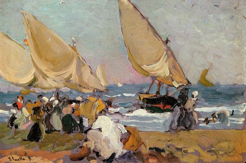 Sorolla y Bastida Joaquin Sailing Vessels on a Breezy Day Valencia