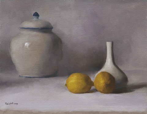 Still-Life Lemons Vase and Pot