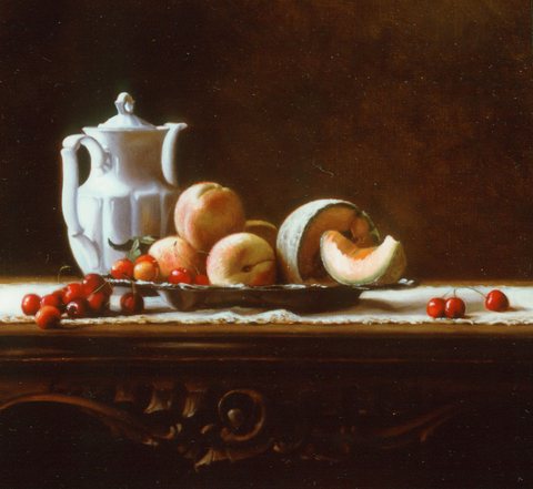 Still Life with Cherries Peaches and Melon