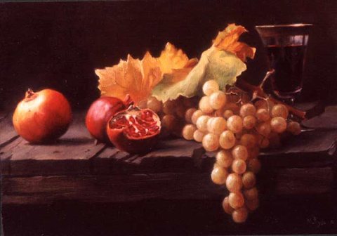 Still life with Grapes and Pomegranates