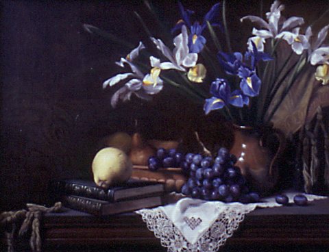 Still Life with Irises and Grapes