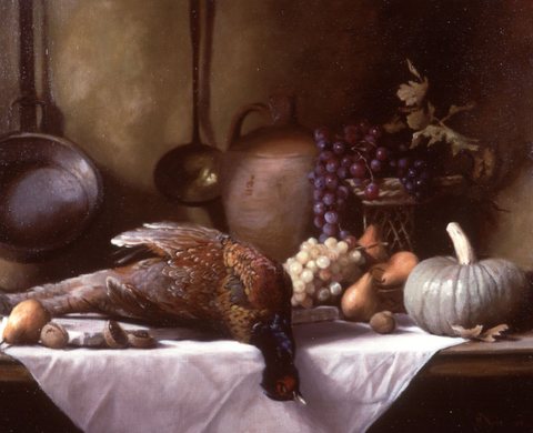 Still Life with Pheasant and a Basket of Fruit