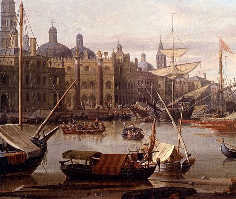 Storck Abraham Jansz A Capriccio Of The Grand Canal Venice detail