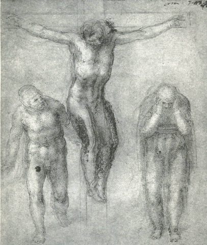 Study for Christ on the cross with Mourners