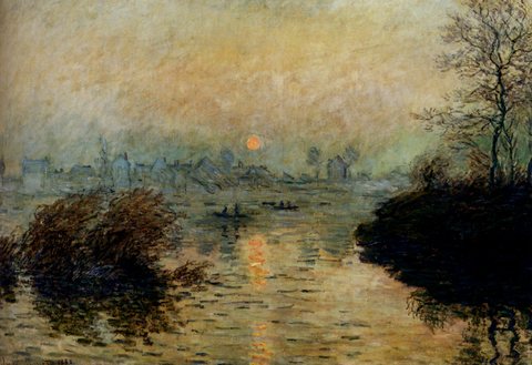 Sun Setting Over The Seine At Lavacourt Winter Effect