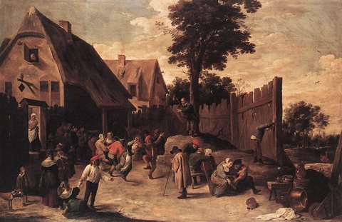 TENIERS David the Younger Peasants Dancing Outside An Inn