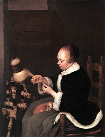 TERBORCH Gerard A Woman Spinning