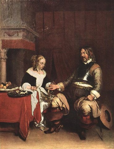 TERBORCH Gerard Man Offering A Woman Coins