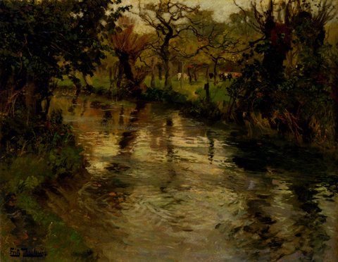 Thaulow Fritz Woodland Scene With A River