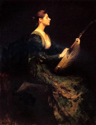 Thomas Dewing Lady With ALute Large