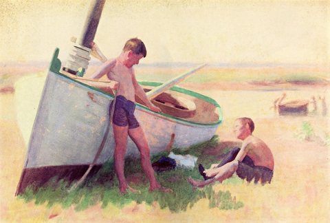 Thomas P Two Boys by a Boat Near Cape May