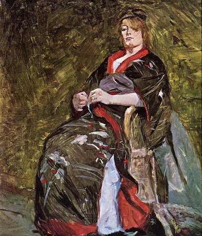Toulouse Lautrec Henri de Lili Grenier in a Kimono