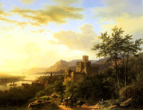 Travellers On A Path In An Extensive Rhineland Landscape