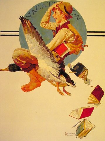 Vacation Boy Riding Goose
