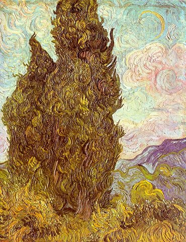 Van Gogh Two Cypresses