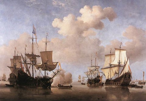 VELDE Willem van de the Younger Calm Dutch Ships Coming To Anchor