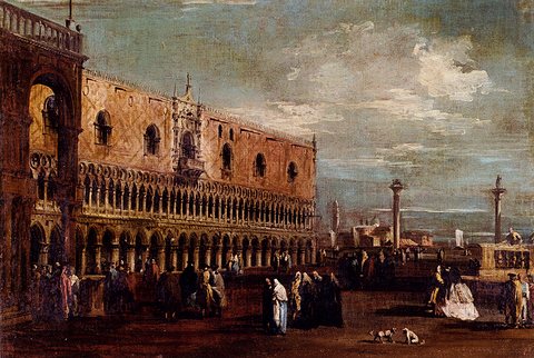 Venice A View Of The Piazzetta Looking South With The Palazzo Ducale