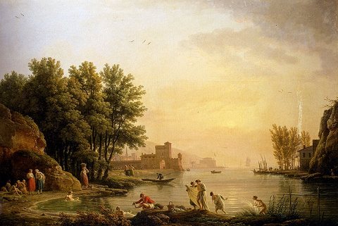 Vernet Claude Joseph Landscape With Bathers