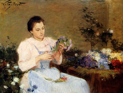 Victor Arranging Flowers For A Spring Bouquet
