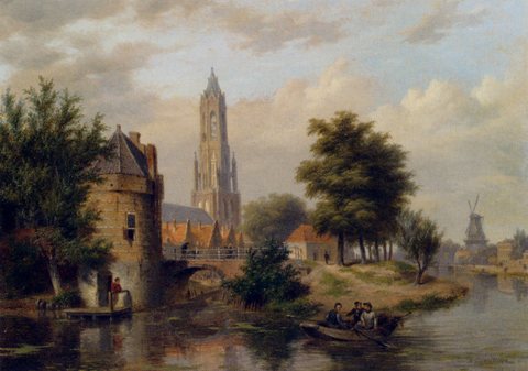 View Of A Riverside Dutch Town