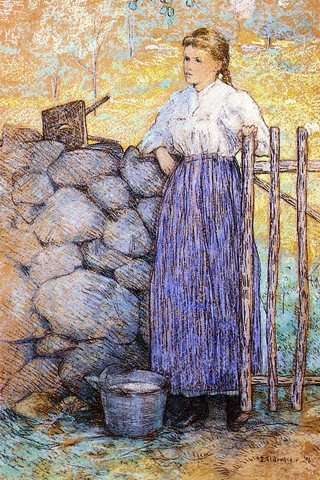 Weir Julian Alden Girl Standing by a Gate