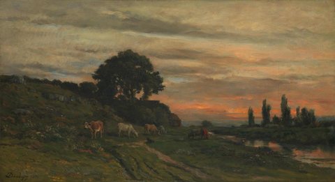 Landscape with Cattle by a Stream