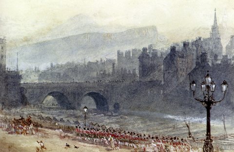 Foster Myles Birket A View Of Old Town And Waverley Bridge From Princes Street Edinburgh