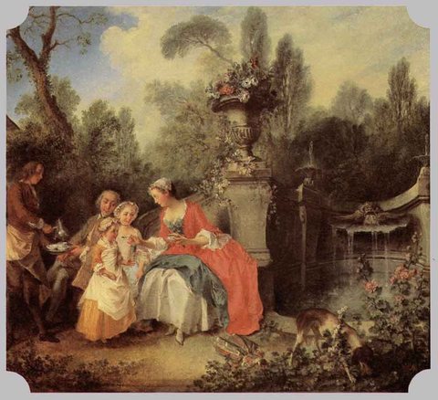 Lady And Gentleman With Two Girls And A Servant