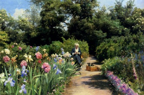 Monsted Peder Knitting In The Garden
