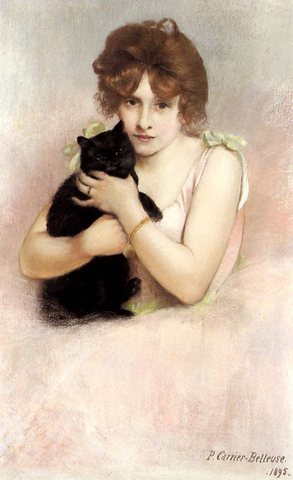 Carrier Belleuse Pierre Young Ballerina Holding A Black Cat