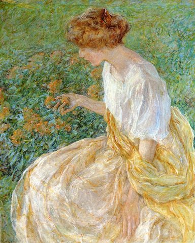 Lewis The Yellow Flower aka The Artist-s Wife in the Garden