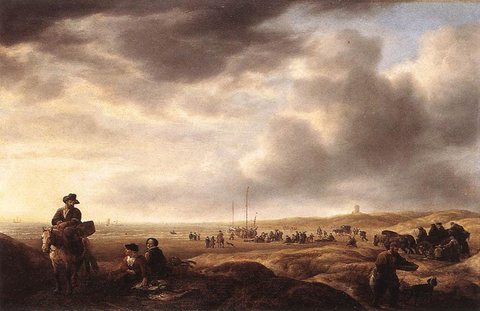 Beach Near Scheveningen With Fish Sellers