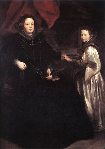 Anthony Van Portrait of Porzia Imperiale and Her Daughter