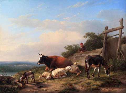 Joseph A Farmer Tending His Animals