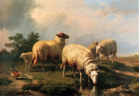 Joseph Sheep And A Chicken In A Landscape