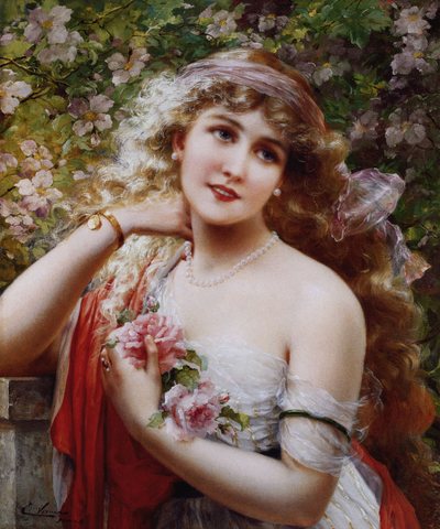 Emile Young Lady With Roses